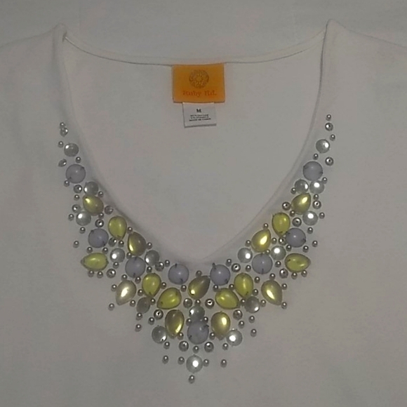 Ruby Rd Beaded Neckline Shirt - Picture 1 of 3